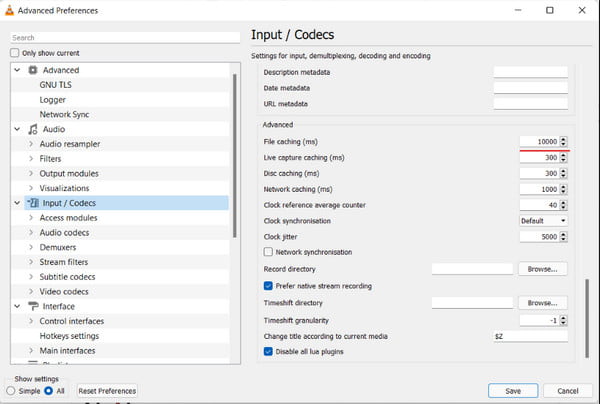 VLC Media Player Network Caching