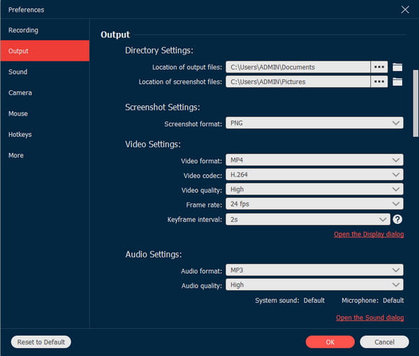 AnyRec Output Settings