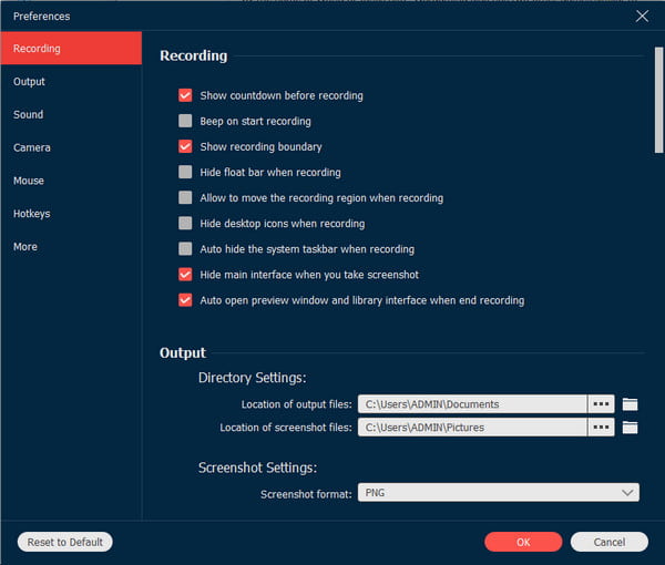 AnyRec Output Setting