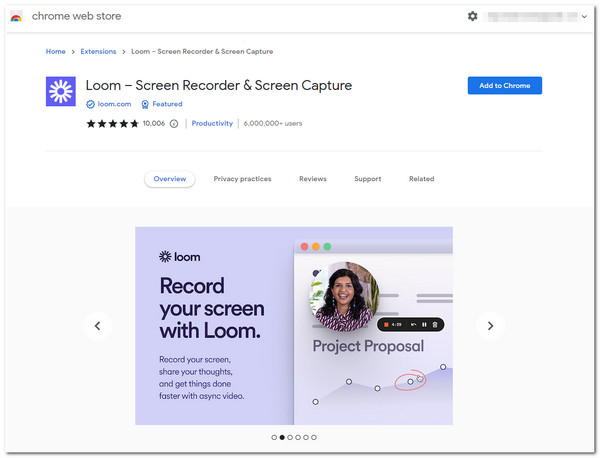 Loom Screen Recorder-extensie voor Chrome