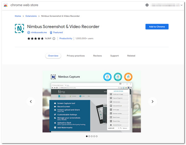 Nimbus Screen Recorder-extensie voor Chrome