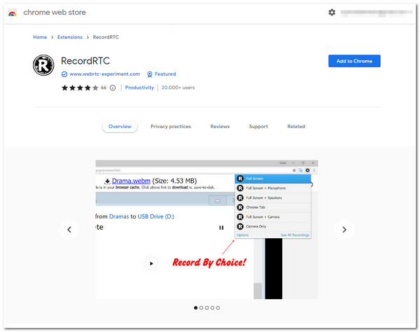 RecordRTC Screen Recorder-extensie voor Chrome