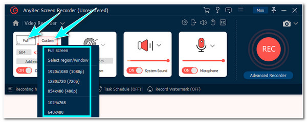 Select Area to Record