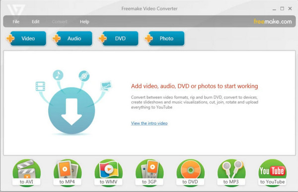 Freemake Video Converter interfész