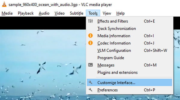 تخصيص أدوات VLC