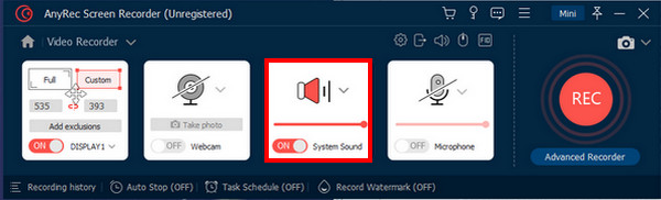 Anyrec Systeemgeluid inschakelen