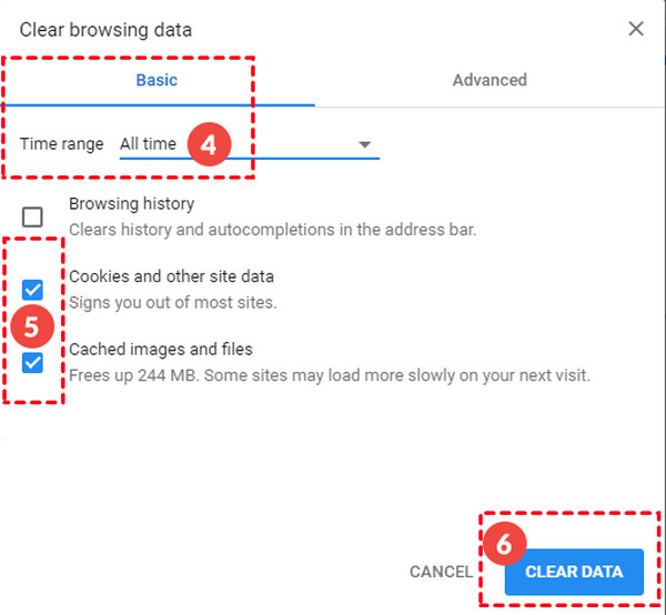 Klepněte na Vymazat data