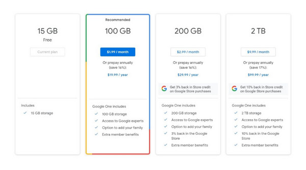 Priser för Google Drive