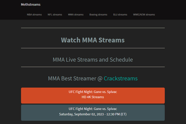 Meth Stream Free UFC Stream