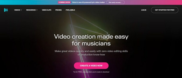 Rotor AI glazbeni video generator