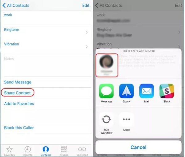 Send Contacts to Mac