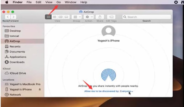 Включите Airdrop на Mac 