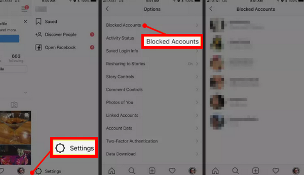 Desbloquear a alguien de Instagram a través de la configuración del perfil