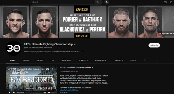 YouTube UFC Channel Free UFC Stream