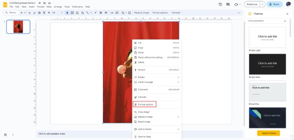 Hitta formatalternativen Google Slides