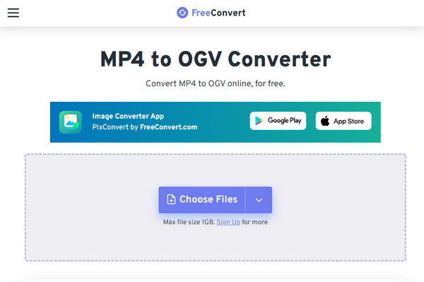 FreeConvert MP4 OGV-vé