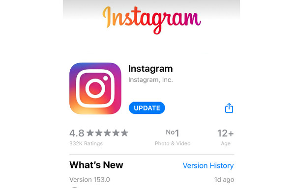 iPhone Aktualizujte Instagram