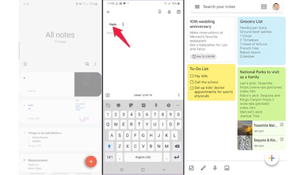 Överför Samsung Notes till iPhone Google Keep