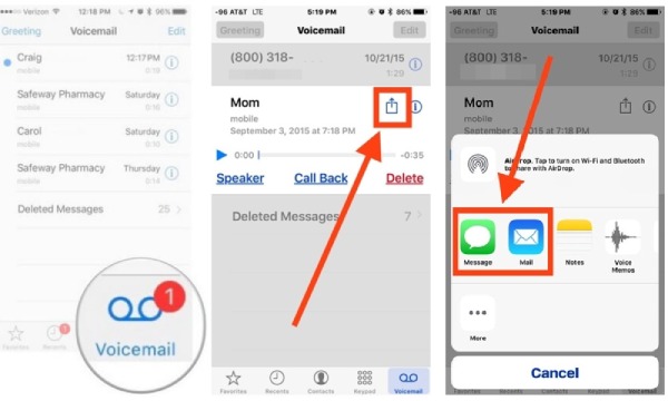 Μεταφορά φωνητικού ταχυδρομείου σε νέα μηνύματα αλληλογραφίας iPhone