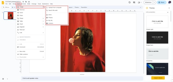 อัปโหลดรูปภาพ Google Slides