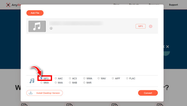 Anyrec Çevrimiçi MP3 Seçin