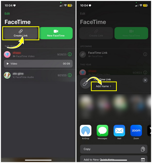 加入 Facetime 創建鏈接