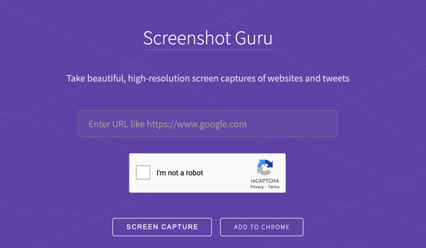 Machen Sie Screenshots ganzer Webseiten mit Screenshots Guru