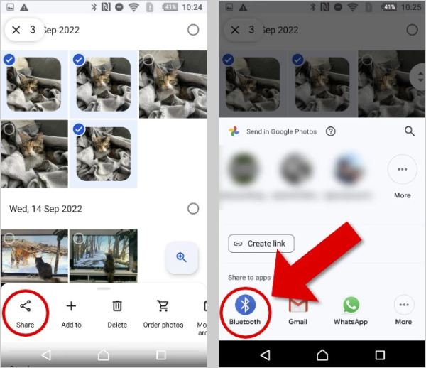 Transfer Photos Android to Android Bluetooth