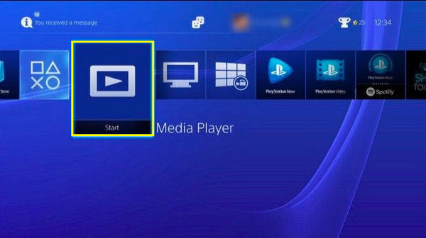 Kattintson a PS4 Media Player elemre