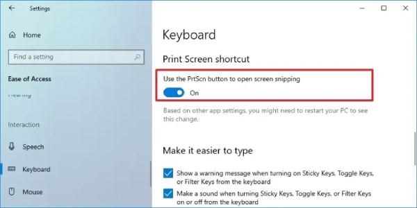 Prtscn Button Open Snipping Tool