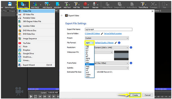 Videopad ส่งออก VPJ เป็น MP4