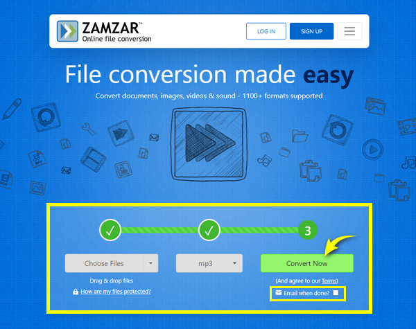 ZamZar แปลง TS เป็น MP3