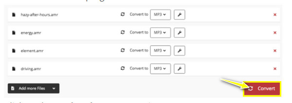 Cloudconvert AMR'yi MP3'e dönüştürün