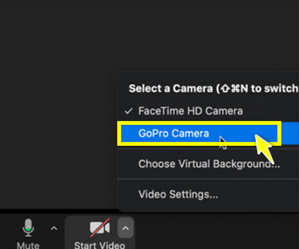 Mac Sélectionnez la caméra GoPro