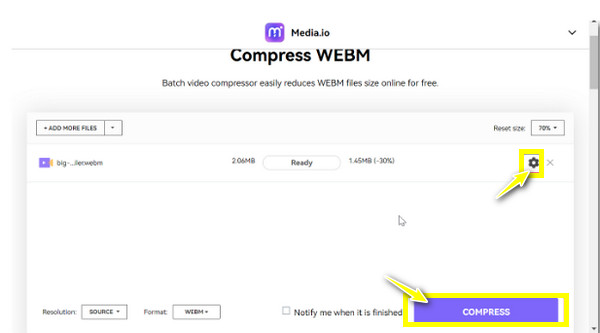 Compressão de IO de mídia WEBM