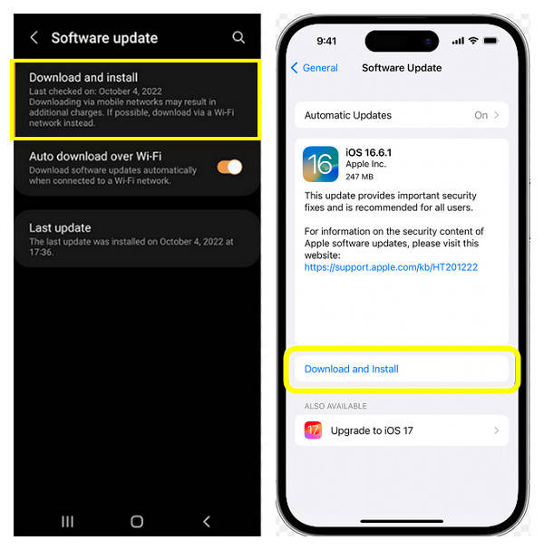 Kemas kini Android dan iOS