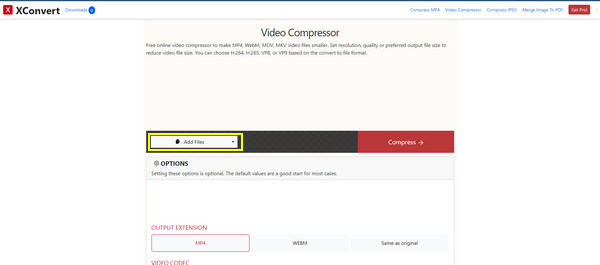 XConvert Comprimir Webm