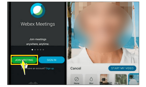 Webex 中的 Android 模糊背景