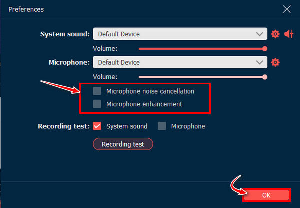 AnyRec Noise Cancellation och Mic Enhancement