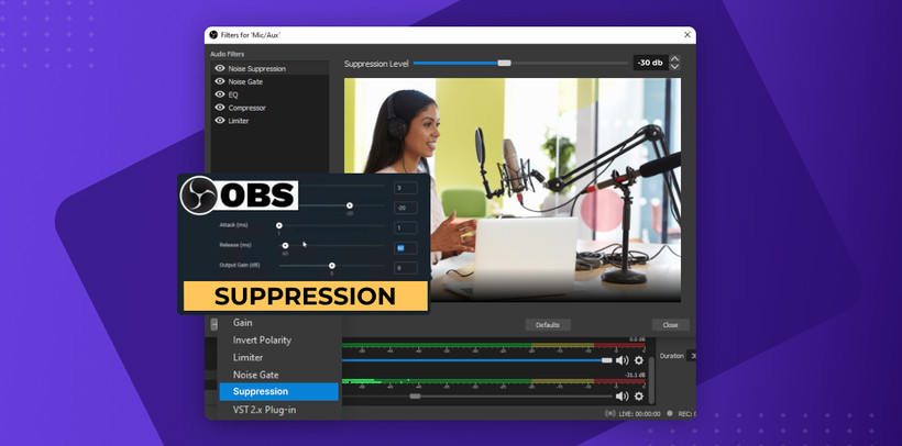 Hyödynnä OBS-melun vaimennusta