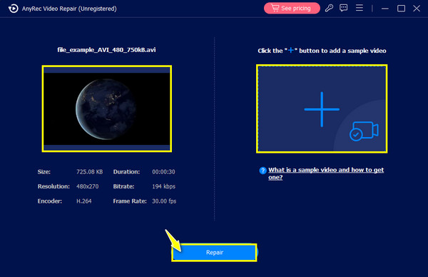 AnyRec Adjon hozzá AVI-t és mintavideót 