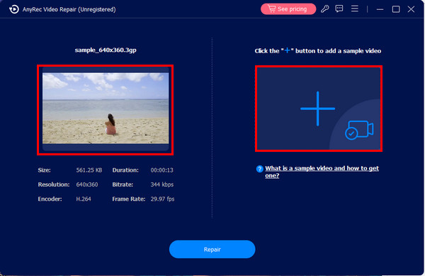 AnyRec Tambah Video Rosak dan Contoh