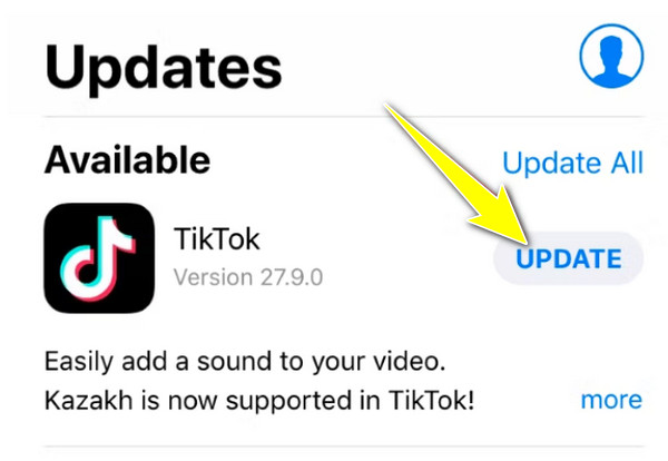 עדכון ל-App Store Tiktok