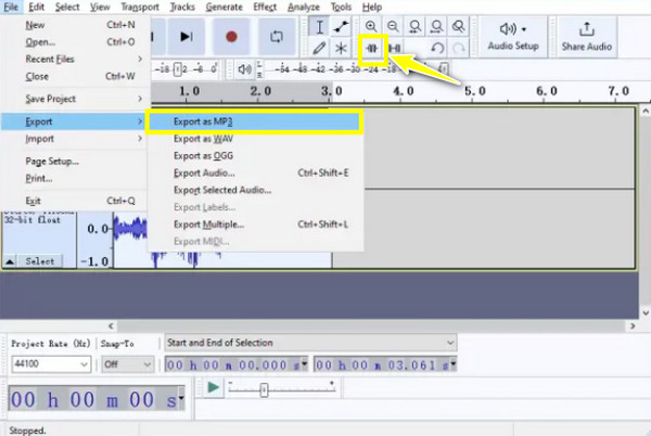 Audacity Audio trimmen