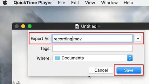 Export Recording in MP4 QuickTime
