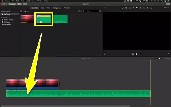 iMovie Trim Audio v knihovně médií