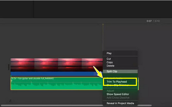 iMovie ritaglia l'audio nella timeline