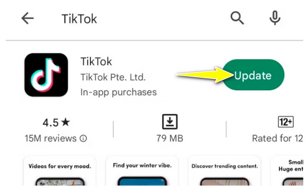 Mise à jour du Play Store Tiktok