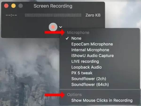 Start opptak av video QuickTime