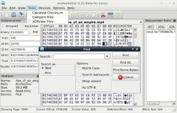 Usar editor hexadecimal